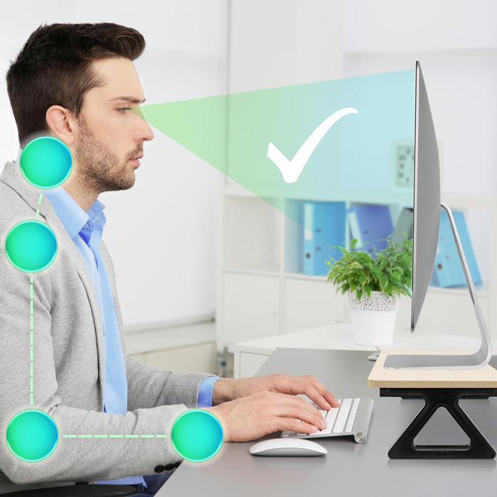 Duronic DM06-2 NL Supporto per Monitor e Laptop, 81x30 cm, Rialzo Ergonomico da Scrivania per 1 o 2 PC, Altezza 15 cm, Portata 10 kg, Naturale, Mensola Salvaspazio per Casa e Ufficio