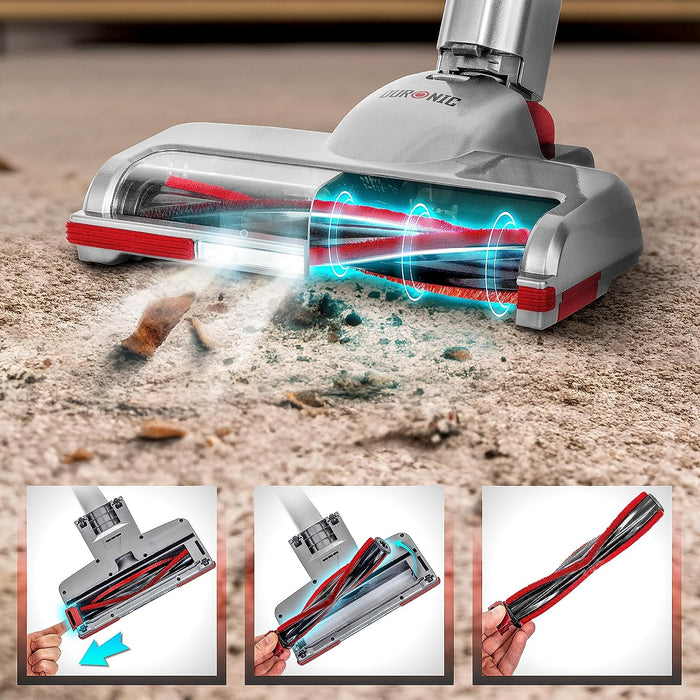 Duronic VC28 Scopa elettrica ricaricabile 220W con 2 batterie | 3 velocità | Aspirapolvere e aspirabriciole senza fili | Batteria ricaricabile | Autonomia 50min | Senza sacco | Filtro HEPA