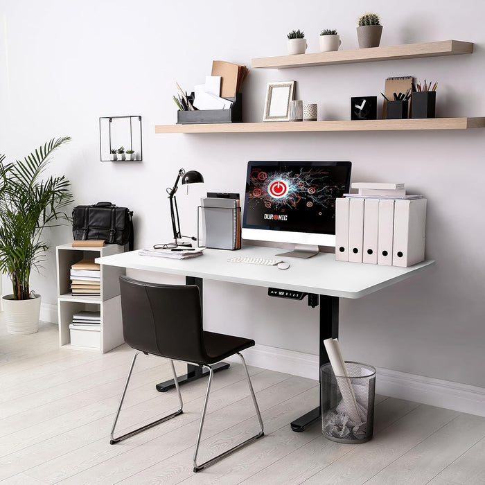 Duronic TT140 WE Piano scrivania Ripiano scrivania 140x60x1,9cm- Compatibile con telai da scrivania Duronic | Piano di lavoro per ufficio ergonomico | Bianco