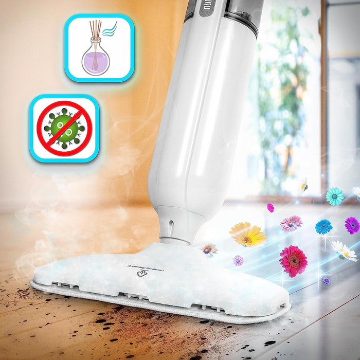 Duronic STM11 Lavapavimenti a vapore 1100W | Scopa a vapore 120°C con serbatoio da 300ml | 3 panni inclusi riscalda in 15sec | Cavo 4.5m | Pulitore a vapore per pavimenti | Elimina batteri e virus