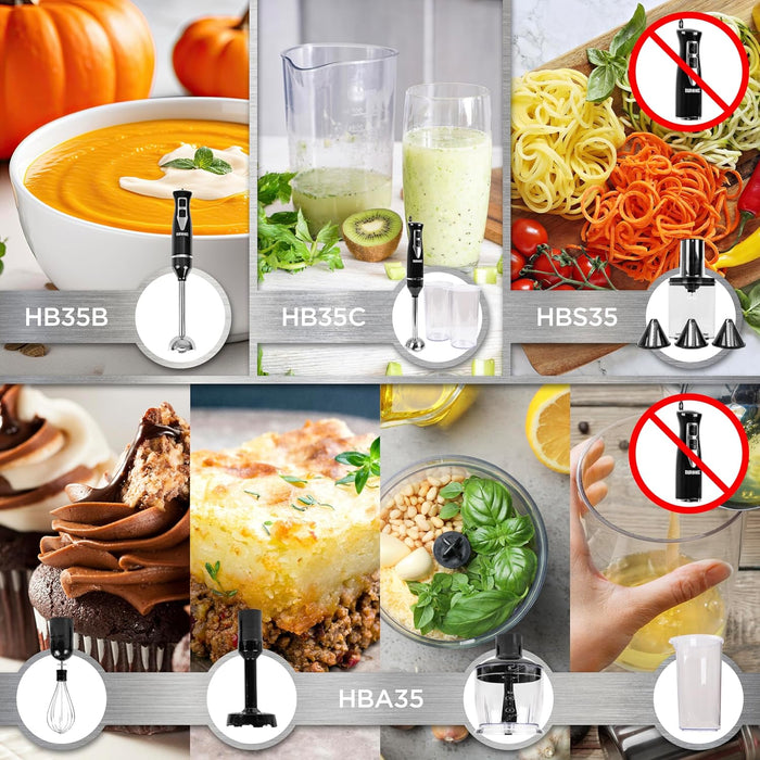 Duronic HB35B Frullatore a immersione 350W| Lame e bacchetta in acciaio inox facili da pulire| Impugnatura sottile, 2 velocità diverse| Resistente al calore e allusura, versatile| Cavo lungo 150 cm