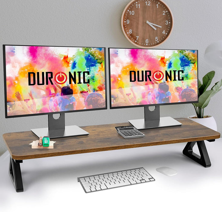Duronic DM06-2 AO Supporto monitor scrivania dimensioni 81 x 30 cm quercia antica - Supporto da tavolo altezza 15 cm per monitor e Laptop - Capacità 10kg - Mensola ergonomica per scrivania
