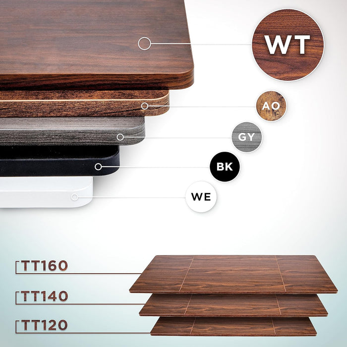 Duronic TT160 WT Piano scrivania Ripiano scrivania 160x60x1,9cm- Compatibile con telai da scrivania Duronic | Piano di lavoro per ufficio ergonomico | Noce