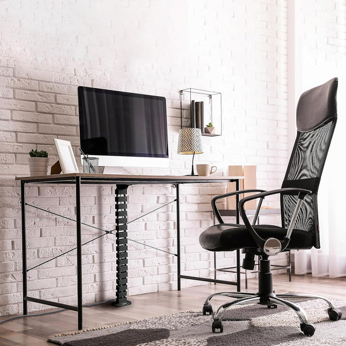 Duronic CM1DM BK Canalina per la gestione dei cavi, Regolabile in altezza, 4 canali per tavoli da ufficio, lunghezza 130 cm, Ideale per postazioni di lavoro, Nero