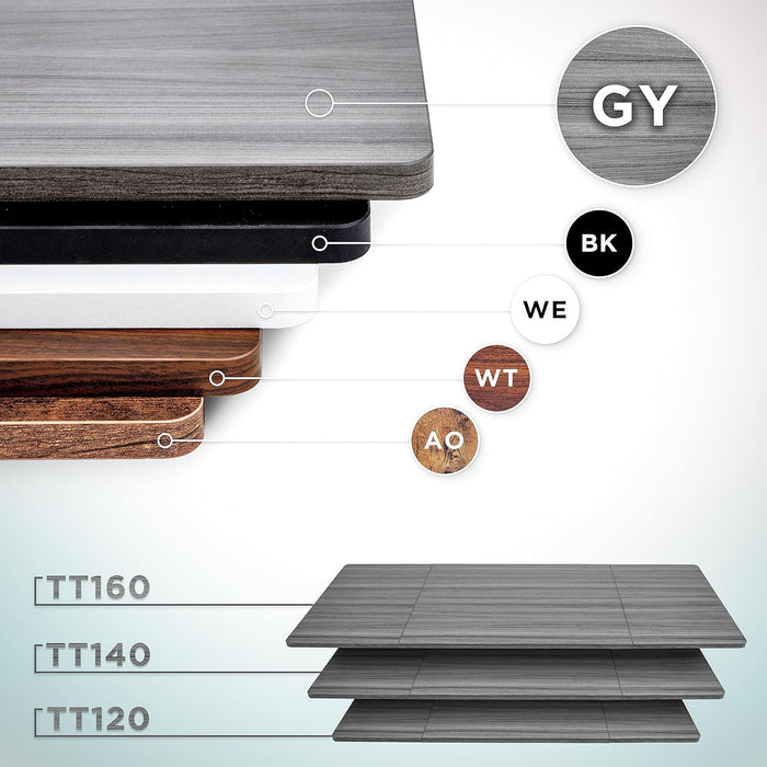Duronic TT120 GY Piano scrivania Ripiano scrivania 120x60x1,9cm- Compatibile con telai da scrivania Duronic | Piano di lavoro per ufficio ergonomico | Grigio
