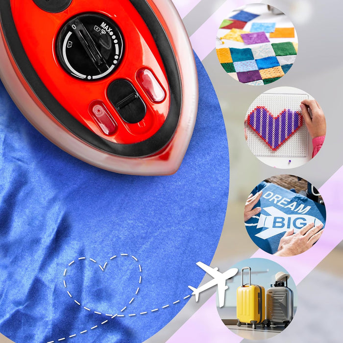 Duronic SI3 RD Mini Ferro da Stiro | Ferro da viaggio a vapore 400W | Serbatoio 35ml | Steamer portatile con base dappoggio e borsello da viaggio | Per lavori di cucito, quilting | Rosso