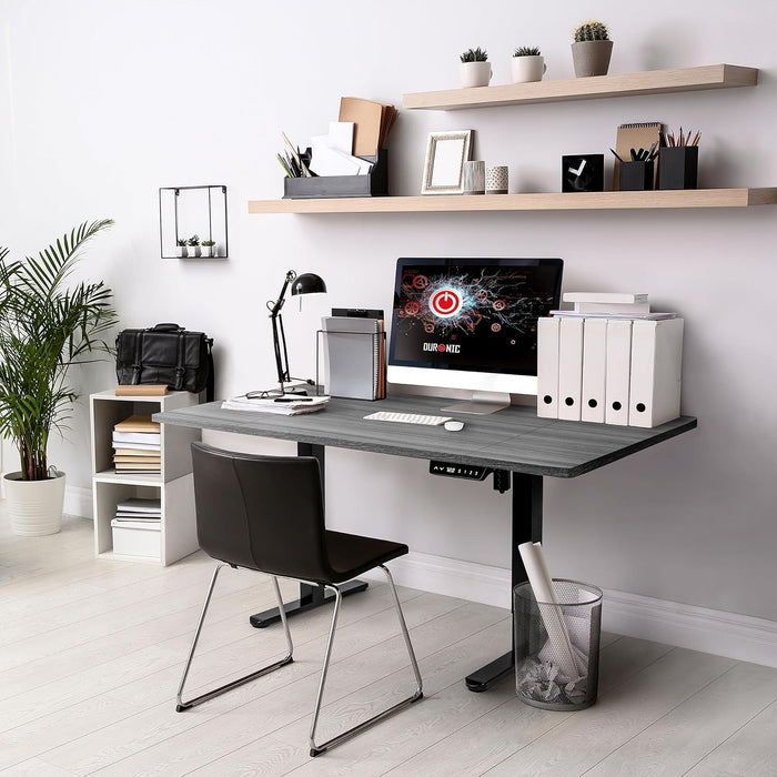 Duronic TT120 GY Piano scrivania Ripiano scrivania 120x60x1,9cm- Compatibile con telai da scrivania Duronic | Piano di lavoro per ufficio ergonomico | Grigio
