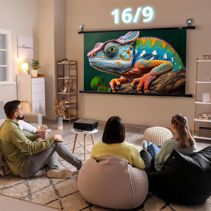 Duronic BPS100 16:9 Telo Proiettore 100 pollici, Schermo per proiettore, Telo da proiezione interno esterno, Home theater cinema Full HD 3D 4K, Schermo di proiezione anti pieghe per ufficio scuola