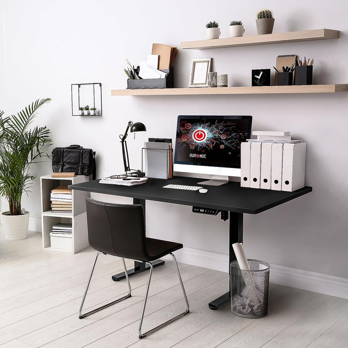 Duronic TT120 BK Piano scrivania | Ripiano scrivania 120x60x1,9cm | Compatibile con telai da scrivania Duronic | Piano di lavoro per ufficio ergonomico | Nero
