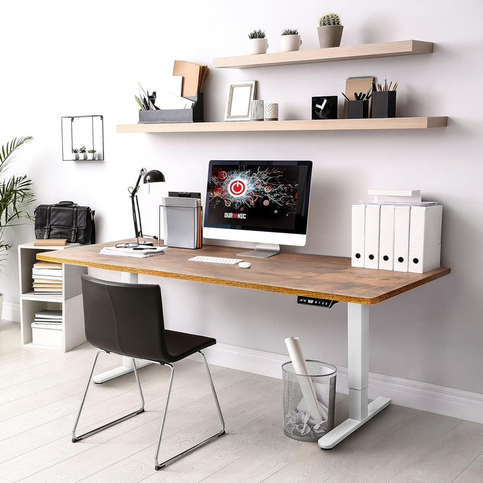 Duronic TM61 WE Telaio scrivania elettrico | Scrivania regolabile in altezza 72-120cm | Memoria per impostare altezza ideale | Capacità peso max 80kg | Motore singolo potente | Bianco