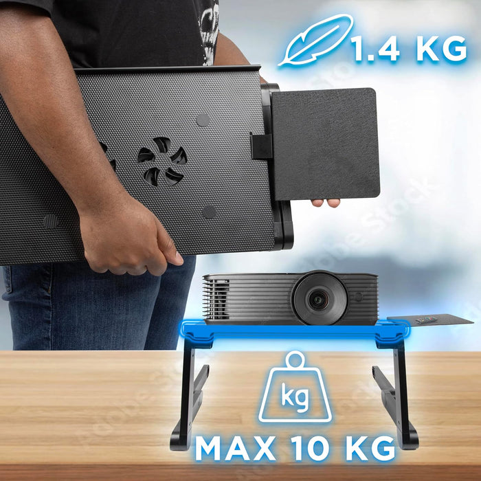 Duronic DML141 Supporto per laptop, con ventola USB e piattaforma mouse | Base regolabile con diverse angolazioni | 6 gambe articolate | Corregge la tua postura sul lavoro