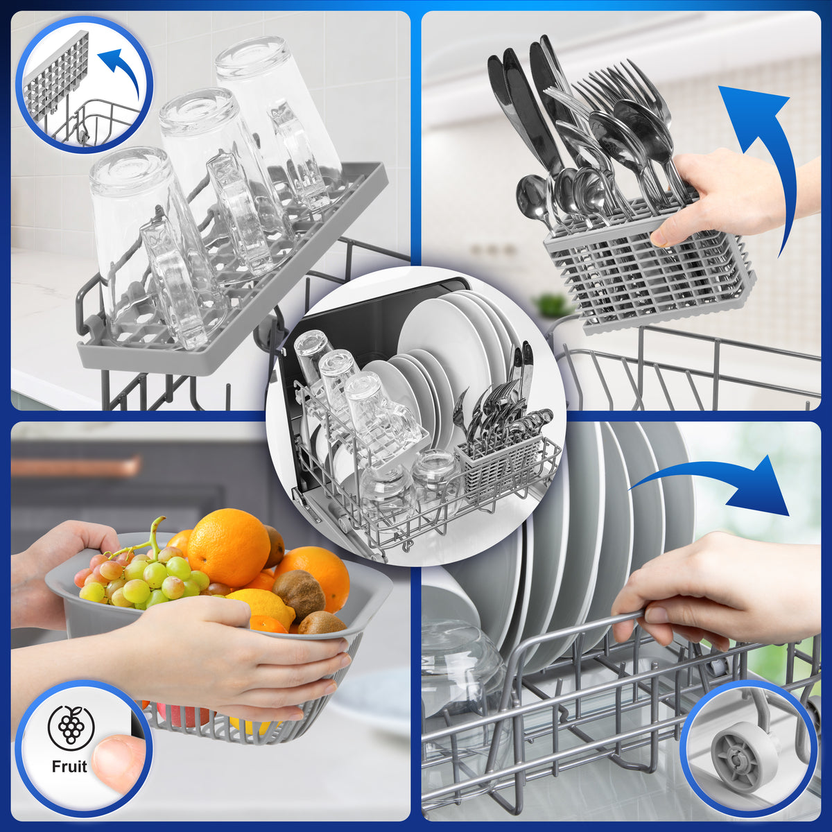 Duronic DW5 WE Lavastoviglie Portatile con Vassoio Interno per Caricare Piatti e Stoviglie.