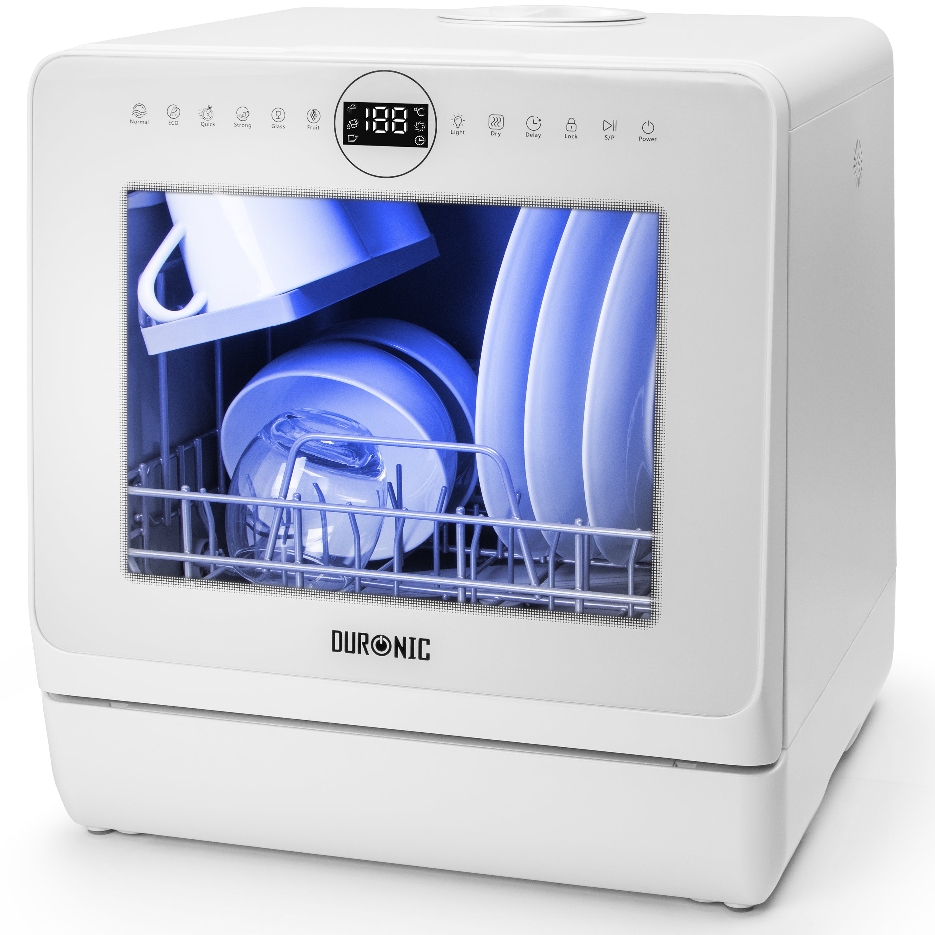 Duronic DW5 WE Lavastoviglie Portatile da Tavolo, Compatta e Ideale per Lavare i Piatti in Spazi Ridotti.