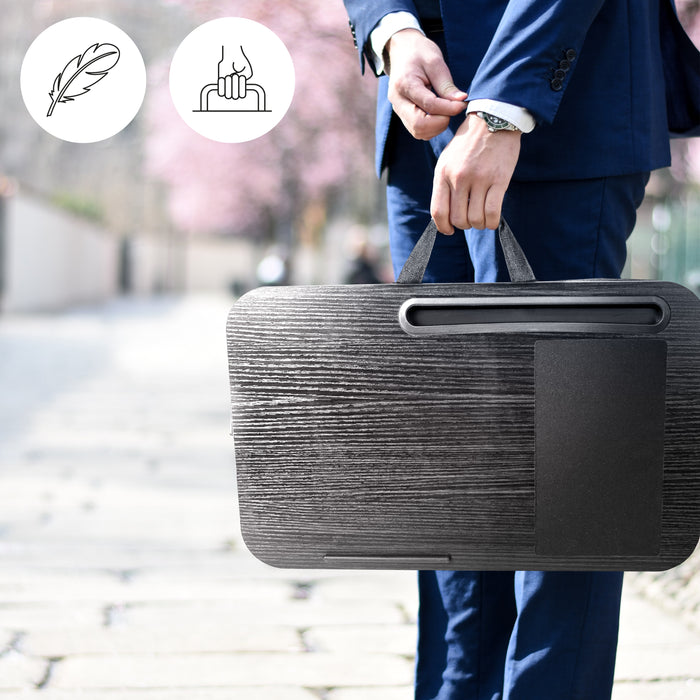 Duronic DML422 Supporto Laptop con imbottitura | Piattaforma Tablet con cuscino e maniglia integrata | Scrivania portatile | Vassoio ergonomico per letto, divano e auto