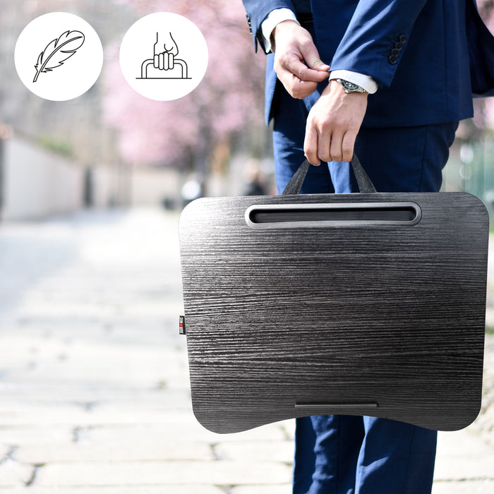 Duronic DML432 Supporto Laptop con imbottitura | Piattaforma Tablet con cuscino e maniglia integrata | Scrivania portatile | Vassoio ergonomico per letto, divano e auto