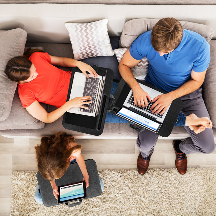 Duronic DML422 Supporto Laptop con imbottitura | Piattaforma Tablet con cuscino e maniglia integrata | Scrivania portatile | Vassoio ergonomico per letto, divano e auto