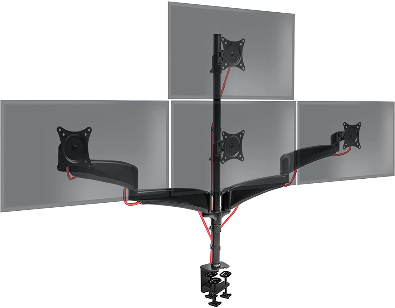 Duronic DM453VX1 Braccio per 4 monitor da 13 a 27 pollici | Supporto schermi quadruplo| Inclinazione e altezza regolabile | VESA 75 100 | Supporto monitor ergonomico doppio articolato | Gestione cavi