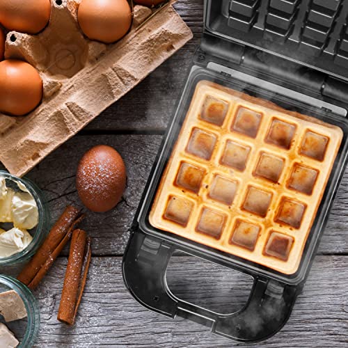 Duronic WM32 Mini Piastra per waffle 2 in 1 | Macchina per waffle singola 650W| Piastre intercambiabili | Piastra per panini | Controllo automatico della temperatura | Per tost, uova e grigliare