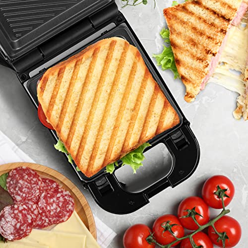 Duronic WM32 Mini Piastra per waffle 2 in 1 | Macchina per waffle singola 650W| Piastre intercambiabili | Piastra per panini | Controllo automatico della temperatura | Per tost, uova e grigliare