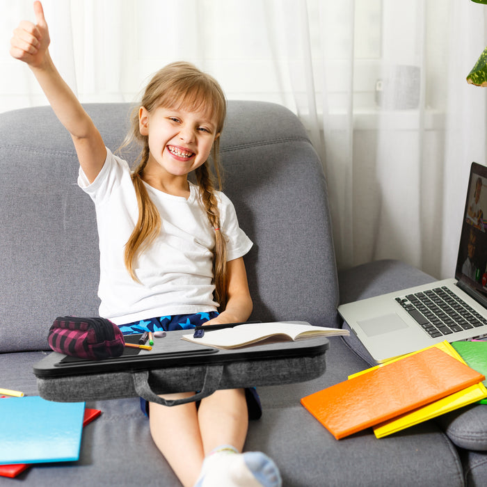 Duronic DML422 Supporto Laptop con imbottitura | Piattaforma Tablet con cuscino e maniglia integrata | Scrivania portatile | Vassoio ergonomico per letto, divano e auto