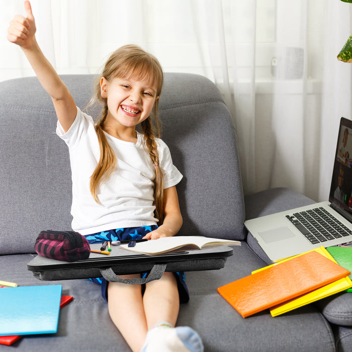 Duronic DML432 Supporto Laptop con imbottitura | Piattaforma Tablet con cuscino e maniglia integrata | Scrivania portatile | Vassoio ergonomico per letto, divano e auto