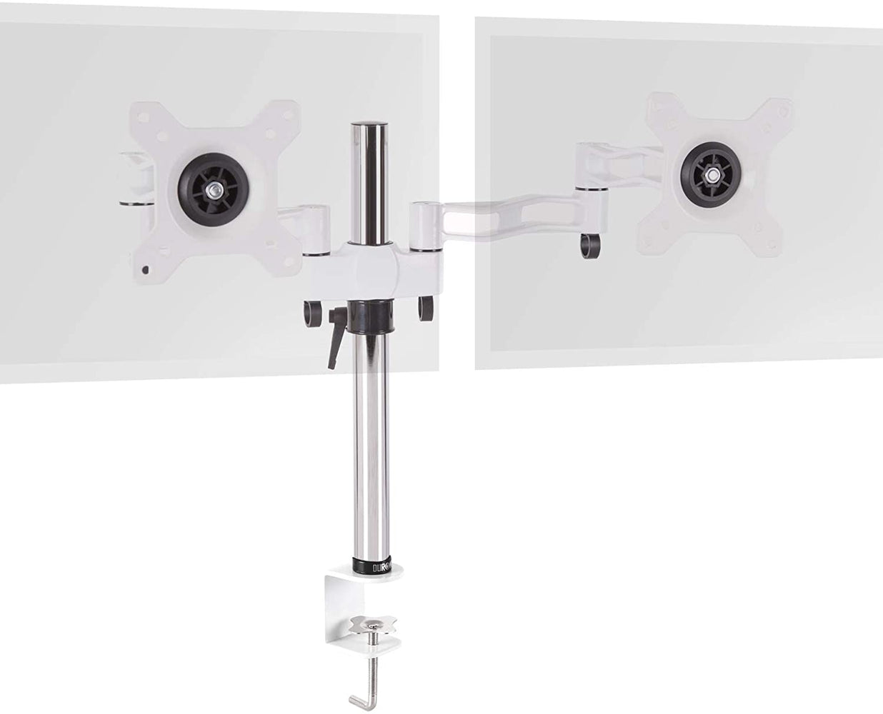 Duronic DM352 WE Braccio per 2 monitor da 13 a 27 pollici | Supporto schermi doppio | Inclinazione e altezza regolabile | VESA 75 100 | Supporto monitor ergonomico doppio articolato per PC bianco