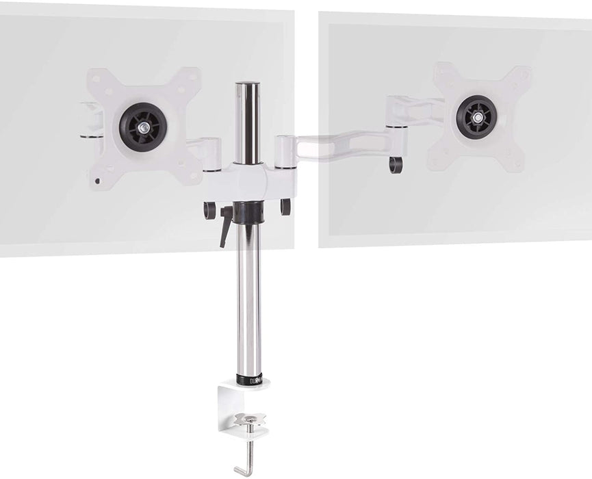 Duronic DM352 WE Braccio per 2 monitor da 13 a 27 pollici | Supporto schermi doppio | Inclinazione e altezza regolabile | VESA 75 100 | Supporto monitor ergonomico doppio articolato per PC bianco