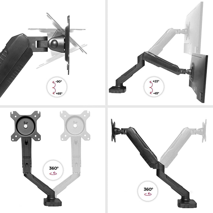Duronic DMDC5X1 Supporto da scrivania monitor 13  24 staffa schermo con braccio estensore regolazione a gas morsetto tavolo VESA MAX 100 x 100mm struttura in acciaio INOX portata 6.5kg