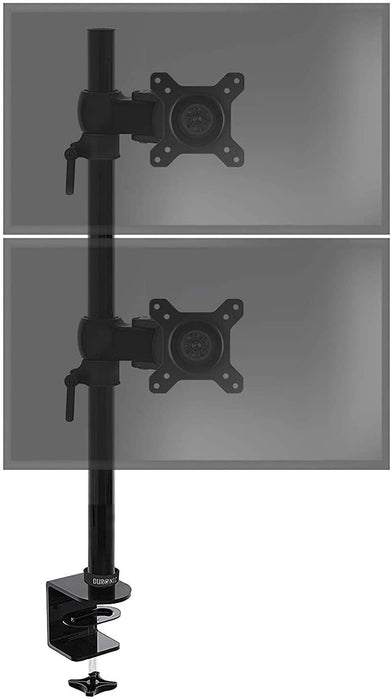 Duronic DM35V2X1 Supporto Monitor doppio per 2 schermi da 13-27 pollici, Braccio monitor PC ergonomico fino 8kg, VESA 75/100mm, regolabile altezza inclinazione girevole, per ufficio casa scuola, nero