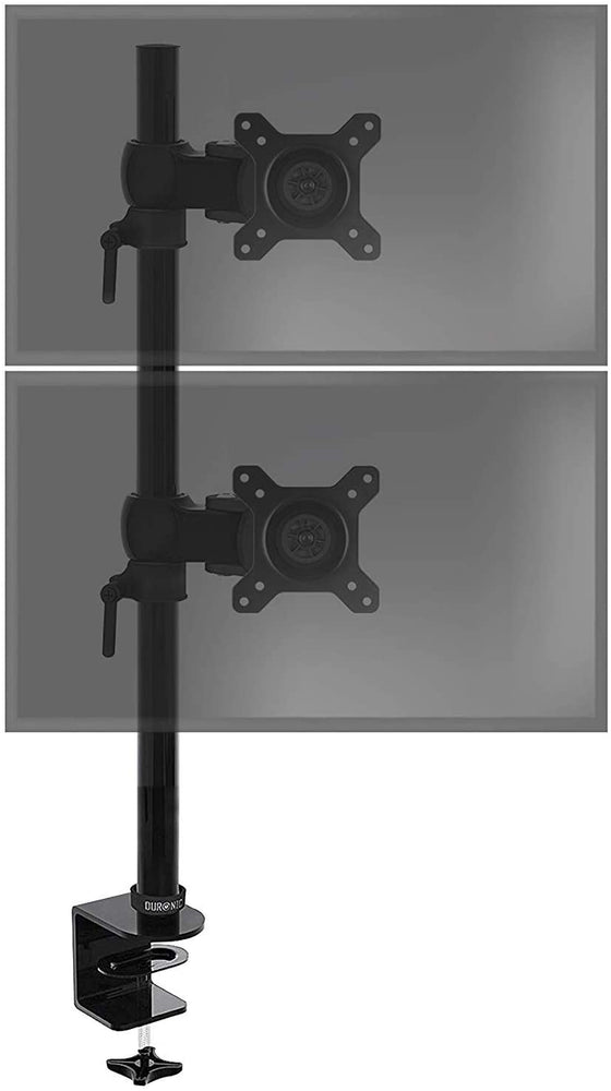 Duronic DM35V2X1 Supporto Monitor doppio per 2 schermi da 13-27 pollici, Braccio monitor PC ergonomico fino 8kg, VESA 75/100mm, regolabile altezza inclinazione girevole, per ufficio casa scuola, nero