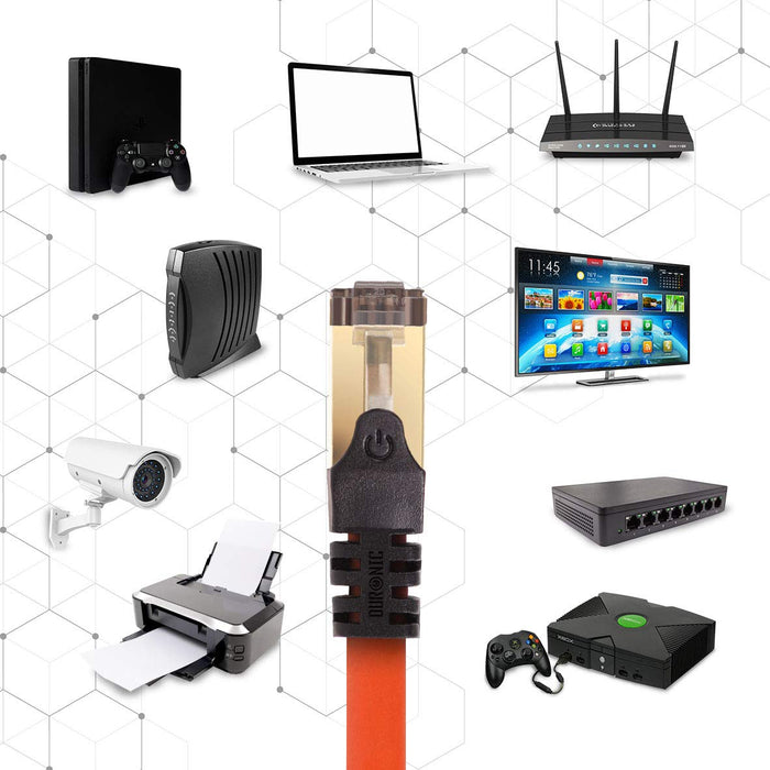 Duronic CAT8 OE 10 m | Cavo di Rete ethernet schermato S/FTP Arancione | Cavo ethernet Patch superveloce | Supporta fino a 2 GHz / 2000 MHz | Connettori RJ45 | Trasmissione dati 40 gigabit