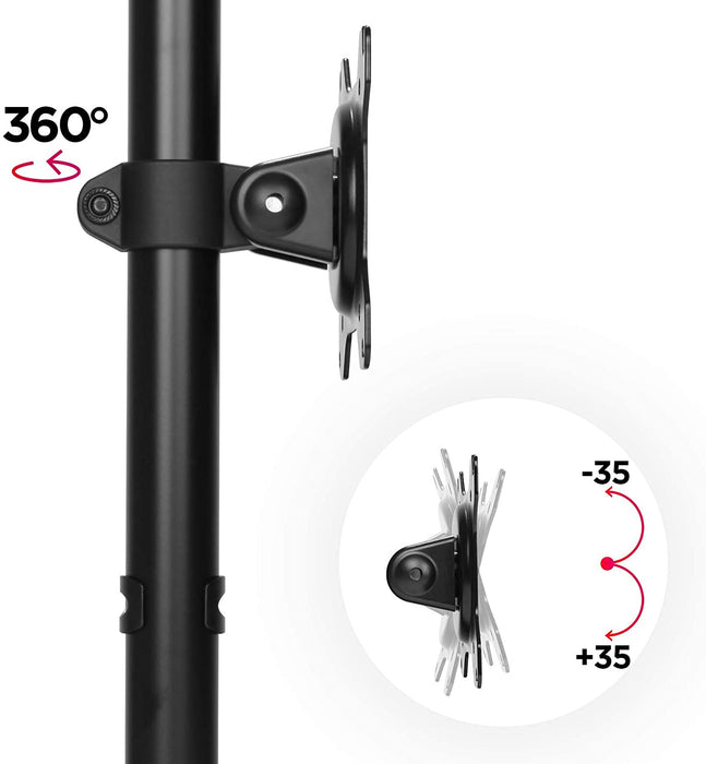 Duronic DM151X1 BK Supporto da scrivania per monitor 1332 | 8 kg per braccio | Altezza regolabile | Inclinazione -15°/+15°, rotazione 180°, rotazione 360°| VESA 75/100