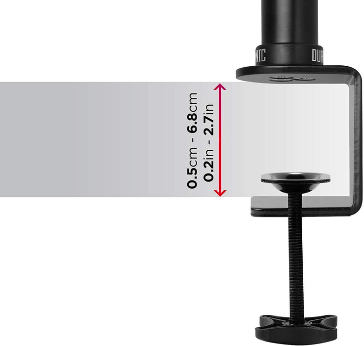 Duronic DM35V2X1 Supporto Monitor doppio per 2 schermi da 13-27 pollici, Braccio monitor PC ergonomico fino 8kg, VESA 75/100mm, regolabile altezza inclinazione girevole, per ufficio casa scuola, nero