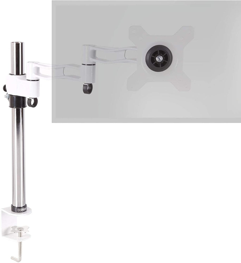 Duronic DM351X3 WE Braccio per un monitor da 13 a 27 pollici | Supporto per schermo singolo | Inclinazione e altezza regolabile | VESA 75 100 | Supporto monitor PC ergonomico con morsetto | Bianco