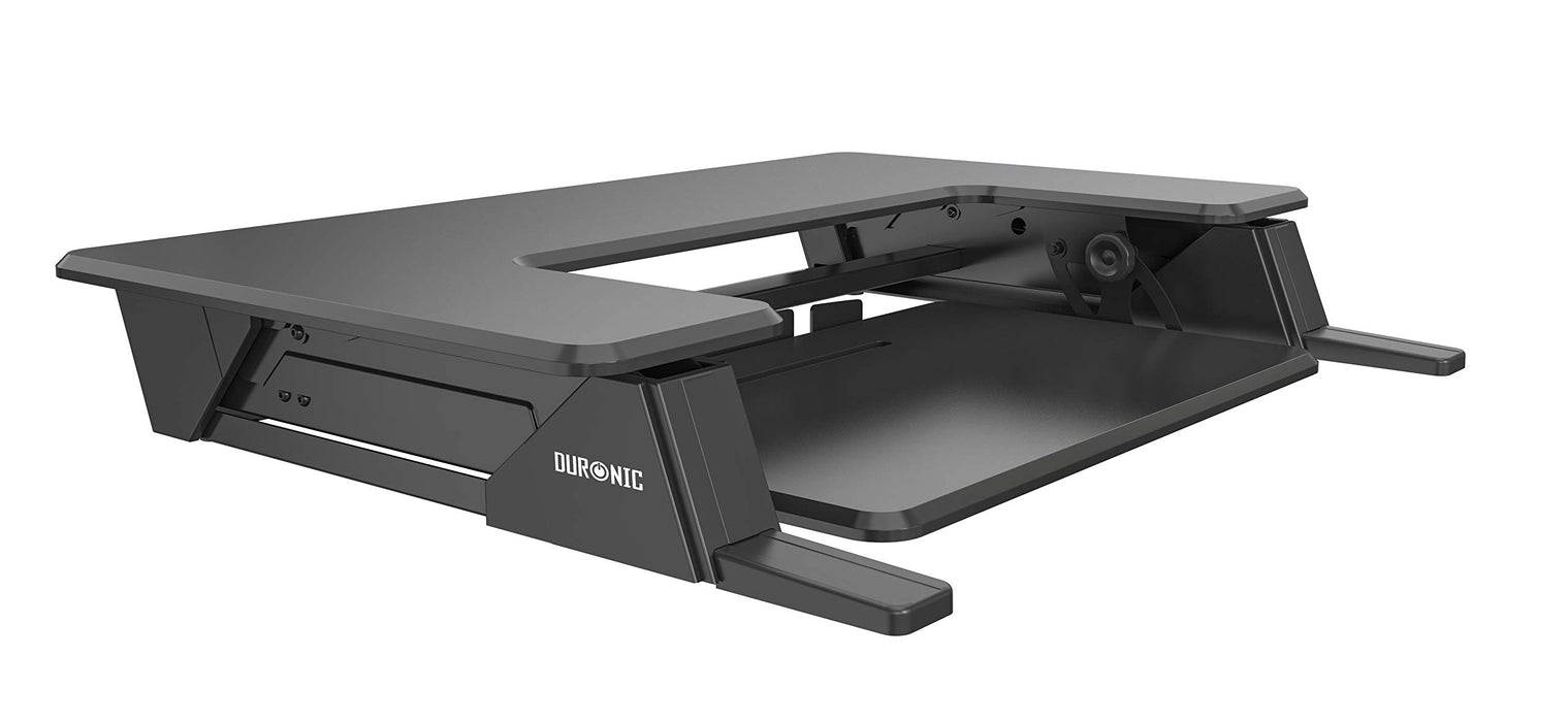 Duronic DM05D21 BK Postazione Lavoro  Altezza regolabile 13-49cm - Ampia Piattaforma 90-52cm - Portata 13kg  Scrivania ergonomica per Lavorare in Piedi con Supporto per Tastiera