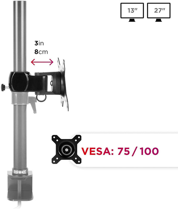Duronic DM35 Head attacco per VESA standard aggiuntivo - Supporto VESA compatibile con tutte le staffe Duronic - Supporto per schermo PC TV - Ruota 360°, inclina +45°/-45° - Adatto a VESA 75/100