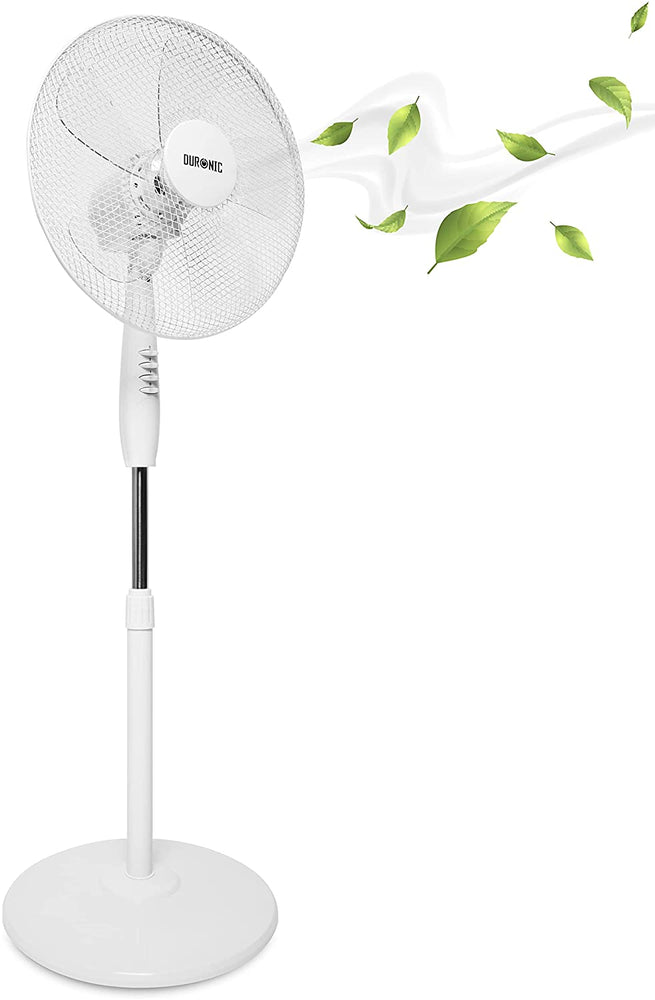 Duronic FN30 Ventilatore a piantana 60W | 3 velocità | 110 a 128 cm regolabile in altezza | 5 Pale ultra silenzioso e ventola oscillante | Base circolare | Motore potente | Ideale per uso notturno