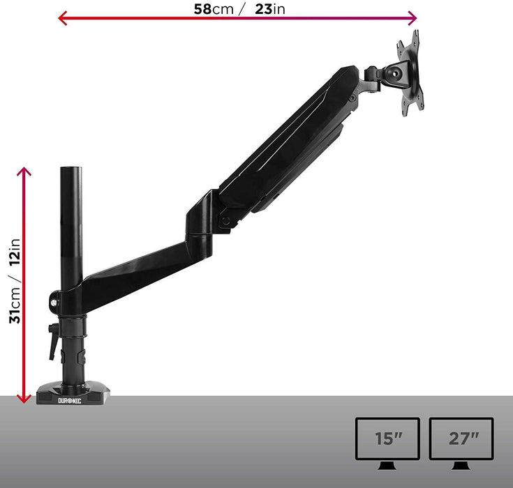 Duronic DMG51X2 Supporto da scrivania monitor 15 27 staffa schermo con braccio regolazione a gas morsetto tavolo VESA MAX 100 x 100mm acciaio INOX portata 8kg