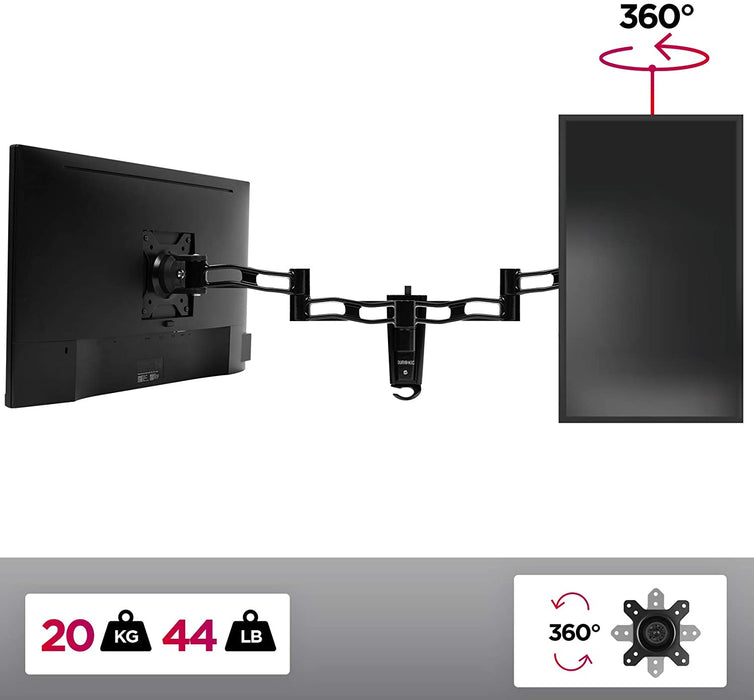 Duronic DM35W1X3 Supporto monitor da parete | Per schermi da 13 a 30 pollici | Inclinazione regolabile | Capacità 20 kg |VESA 70 100 | Supporto ergonomico murale | Con ganci gestione cavi | Universale