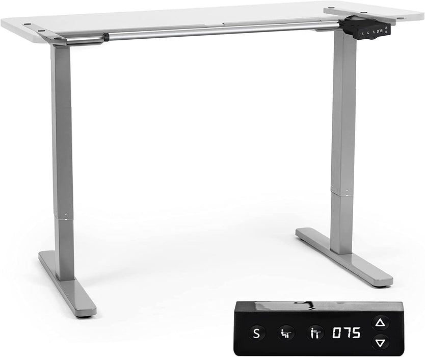 Duronic TM12 GY Telaio per scrivania elettrico - Altezza regolabile 71 - 116 cm - Postazione di lavoro ergonomica  Funzione memoria - 2 Livelli - Meccanismo singolo di sollevamento - Argento