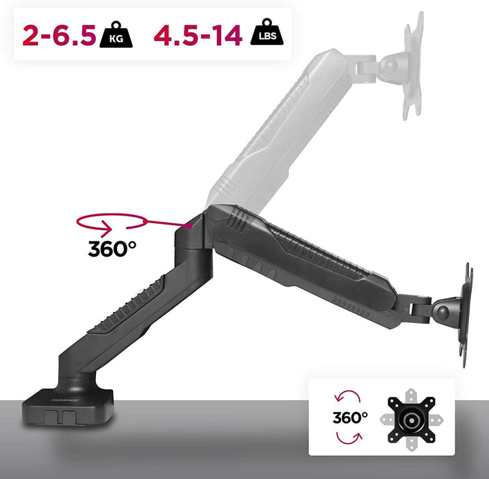 Duronic DMDC5X1 Supporto da scrivania monitor 13  24 staffa schermo con braccio estensore regolazione a gas morsetto tavolo VESA MAX 100 x 100mm struttura in acciaio INOX portata 6.5kg