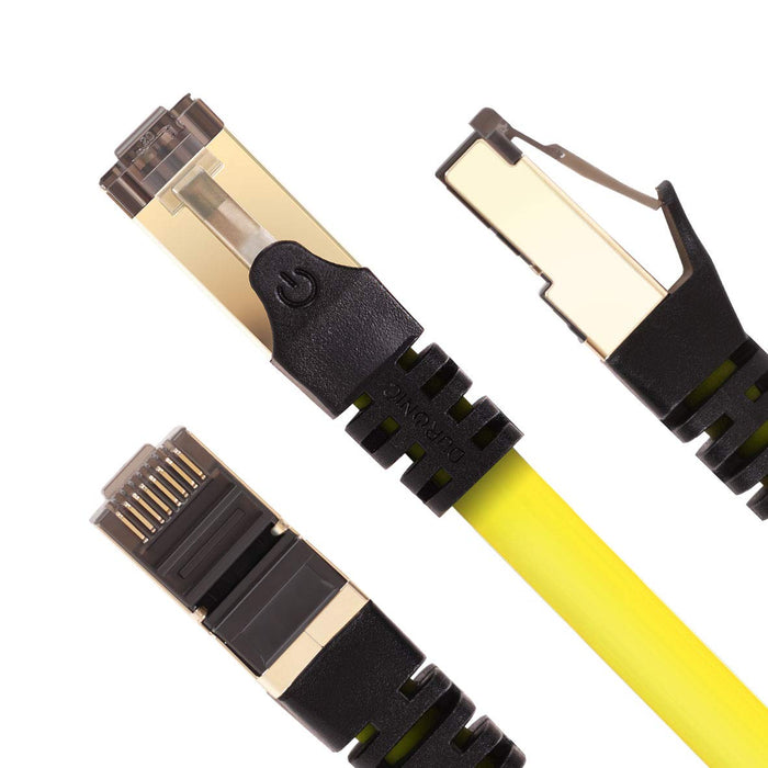 Duronic CAT8 YW 5 m | Cavo di Rete ethernet schermato S/FTP giallo | Cavo ethernet Patch superveloce | Supporta fino a 2 GHz / 2000 MHz | Connettori RJ45 | Trasmissione dati 40 gigabit