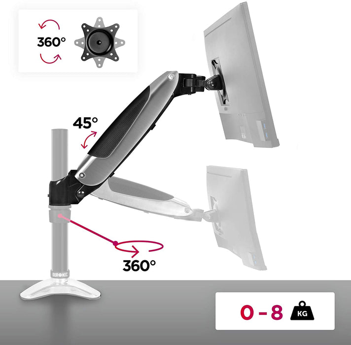 Duronic DML6S1 Braccio aggiuntivo  Compatibile con supporti monitor DM65  Braccio con molla a gas  Consente laggiunta di un monitor o di un accessorio  Regolazione dellaltezza