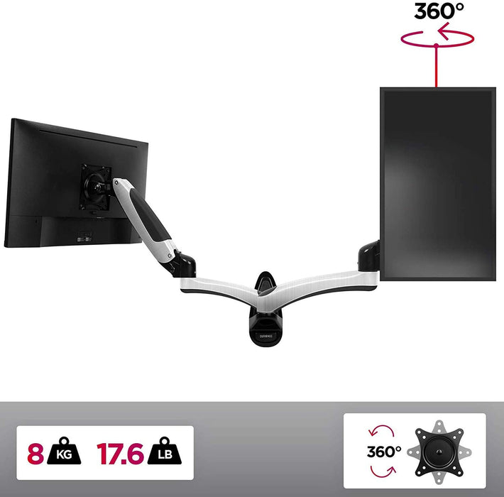 Duronic DM65W1X2 Supporto monitor da parete | Per schermi da 15 a 27 pollici | Inclinazione regolabile | Capacità 8 kg |VESA 70 100 | Supporto ergonomico murale | Con ganci gestione cavi | Universale