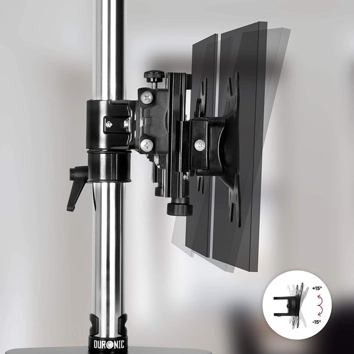 Duronic DM753 Supporto per 3 monitor - Base in acciaio per schermi fino a 24" - Altezza regolabile - Guida in alluminio per schermi fino a 8 kg - Inclinazione +/-15° - Rotazione schermi 360°