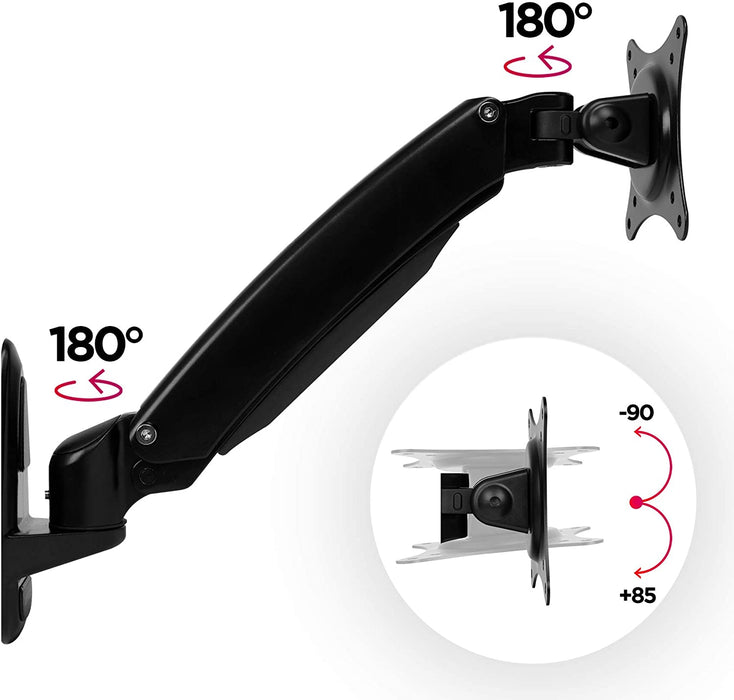 Duronic DM55W1X1 Supporto monitor da parete | Per schermi da 15 a 27 pollici | Inclinazione regolabile | Capacità 7,8kg |VESA 70 100 | Supporto ergonomico murale | Con ganci gestione cavi | Universale