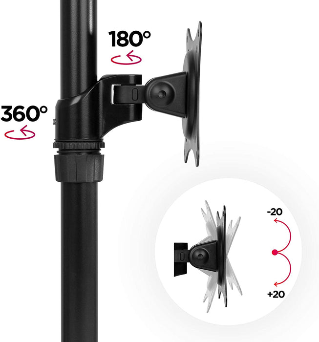 Duronic DM451X1 BK Braccio per un monitor da 15 a 27 pollici | Supporto per schermo singolo | Inclinazione e altezza regolabile | VESA 75 100 | Supporto monitor PC ergonomico con morsetto