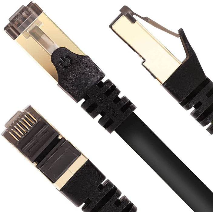Duronic CAT8 BK 15 m | Cavo di Rete ethernet schermato S/FTP Nero | Cavo ethernet Patch superveloce | Supporta fino a 2 GHz / 2000 MHz | Connettori RJ45 | Trasmissione dati 40 gigabit
