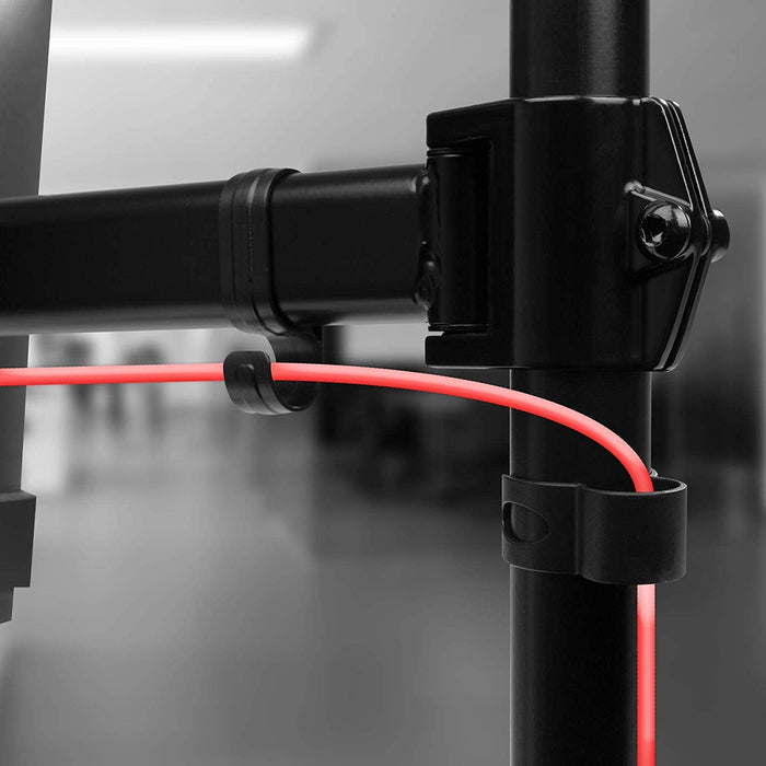 Duronic DM253 BK Braccio per 3 monitor da 13 a 27 pollici | Supporto schermi triplo | Inclinazione e altezza regolabile | VESA 75 100 | Supporto monitor ergonomico doppio articolato per PC e morsetto