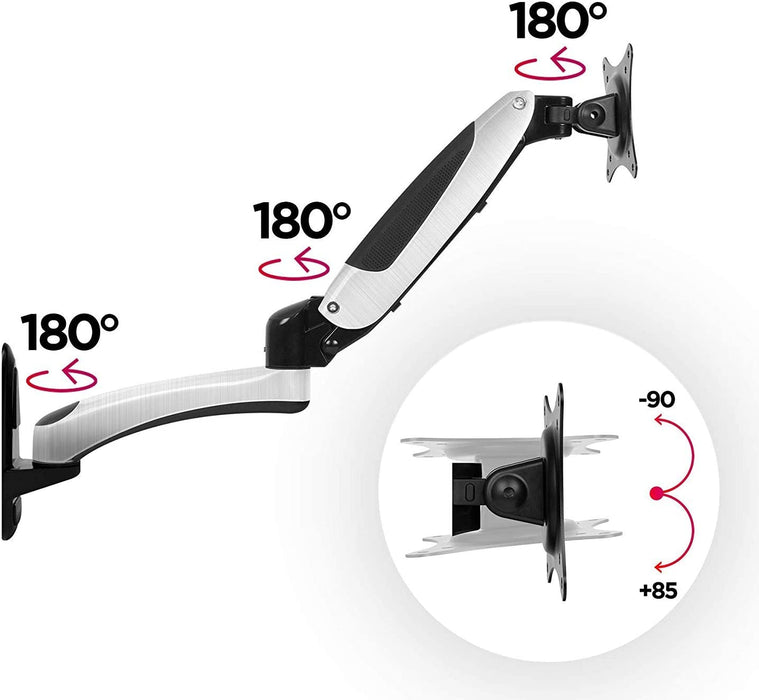 Duronic DM65W1X2 Supporto monitor da parete | Per schermi da 15 a 27 pollici | Inclinazione regolabile | Capacità 8 kg |VESA 70 100 | Supporto ergonomico murale | Con ganci gestione cavi | Universale